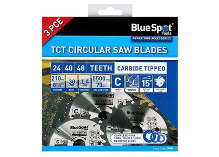 Bluespot Tools 210mm Circular Saw Blade Set, 3 Piece BlueSpot Tools - RockBottom Northampton