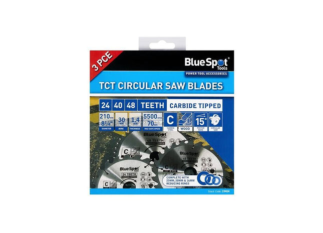 Bluespot Tools 210mm Circular Saw Blade Set, 3 Piece BlueSpot Tools - RockBottom Northampton
