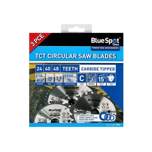 Bluespot Tools 210mm Circular Saw Blade Set, 3 Piece BlueSpot Tools - RockBottom Northampton