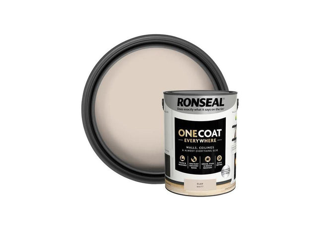 Ronseal One Coat Everywhere Interior Paint Clay Matt 5 litre Ronseal - RockBottom Nothampton