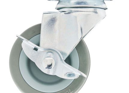 Draper Swivel Plate Fixing Rubber Castor with Brake, 75mm Diameter, S.W.L. 70kg Draper - Town Tools