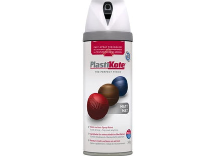 Plastikote Twist & Spray Matt White 400ml PlastiKote - RockBottom Nothampton
