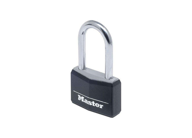 Master Lock Aluminium Black Vinyl Cover 40mm Padlock 4-Pin - 38mm Shackle Master Lock - RockBottom Northampton