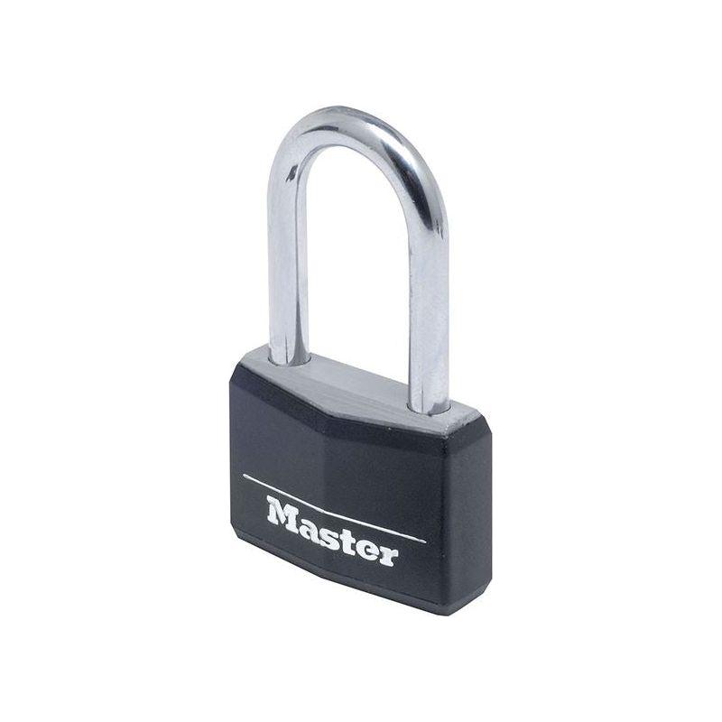 Master Lock Aluminium Black Vinyl Cover 40mm Padlock 4-Pin - 38mm Shackle Master Lock - RockBottom Northampton