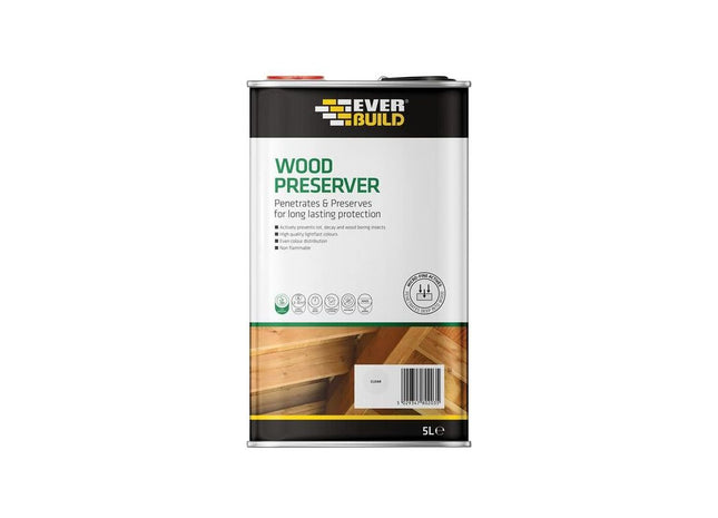 Everbuild Sika Wood Preserver Clear 5 litre Everbuild Sika - RockBottom Northamptin