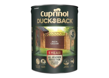 Cuprinol Ducksback 5 Year Waterproof for Sheds & Fences Rich Cedar 5 litre Cuprinol - RockBottom Northampton