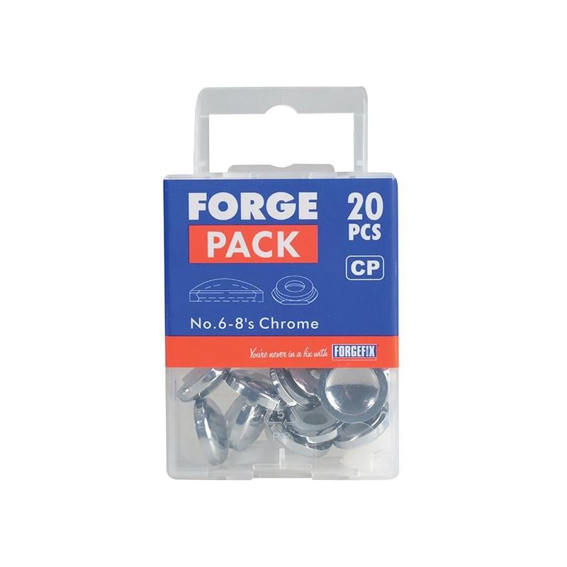 Forgefix Domed Cover Cap Chrome No. 6-8 Forge Pack 20 ForgeFix - RockBottom Northampton