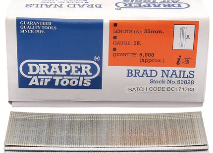 Draper Brad Nails, 35mm (Pack of 5000) 59828 Draper - Town Tools 
