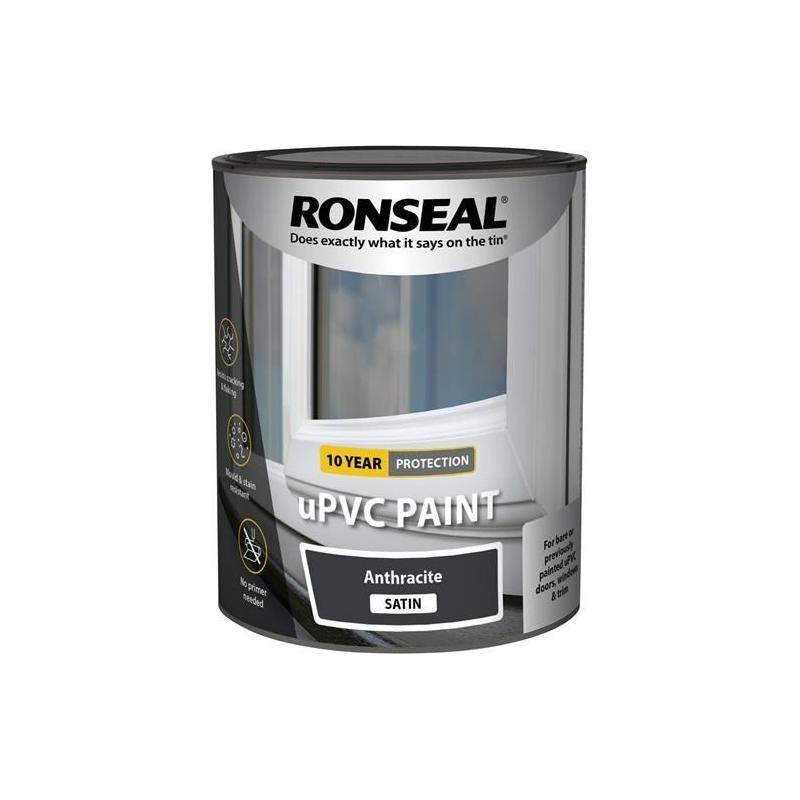 Ronseal uPVC Paint Anthracite Satin 750ml Ronseal - RockBottom Nothampton