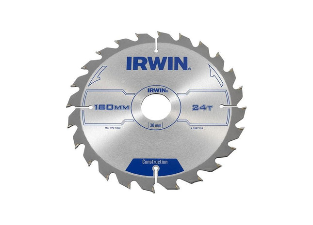 Irwin® Construction Circular Saw Blade 180 x 30mm x 24T ATB IRWIN® - RockBottom Northampton