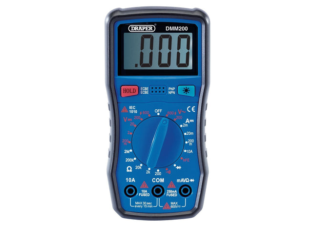 Draper Manual-Ranging Digital Multimeter, 1 x Test Leads, 1 x Case 41817 Draper - Town Tools 