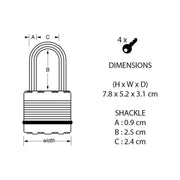 Master Lock Excell™ Laminated Steel 50mm Padlock 4-Pin - 25mm Shackle Master Lock - RockBottom Northampton