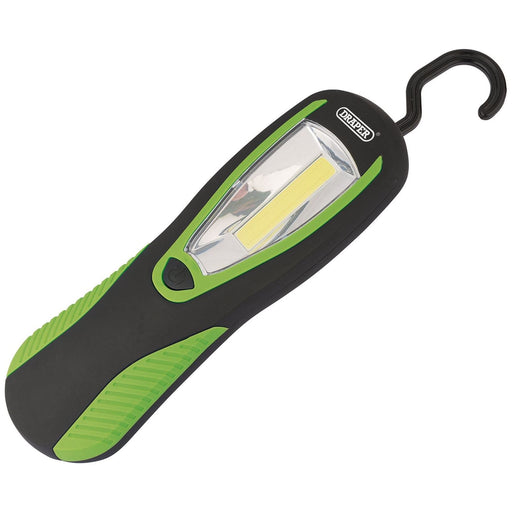COB LED Work Light with Magnetic Back and Hanging Hook, 3W, 200 Lumens, Green, 3 x AA Batteries Supplied Draper - Town Tools