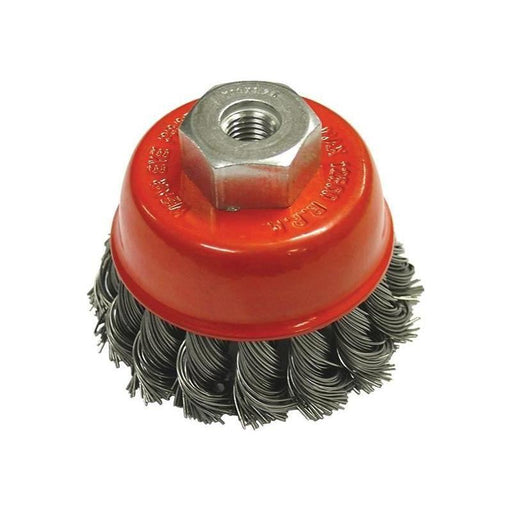 Faithfull Wire Cup Brush Twist Knot 65mm M10x1.5, 0.50mm Steel Wire Faithfull - RockBottom Northampton