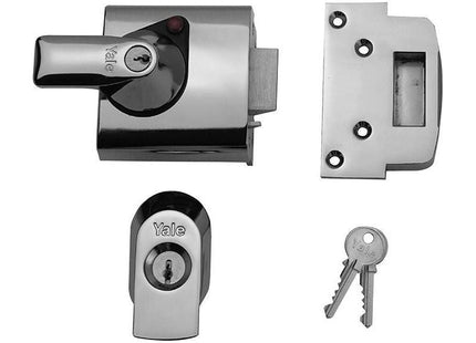 Yale Locks BS1 Nightlatch British Standard Lock 60mm Backset Chrome Finish Visi Yale Locks - RockBottom Northampton