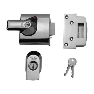Yale Locks BS1 Nightlatch British Standard Lock 60mm Backset Chrome Finish Visi Yale Locks - RockBottom Northampton