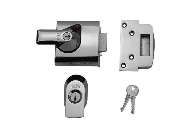 Yale Locks BS1 Nightlatch British Standard Lock 60mm Backset Chrome Finish Visi Yale Locks - RockBottom Northampton