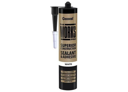 Geocel THE WORKS PRO Sealant & Adhesive White 290ml Geocel - RockBottom Northampton