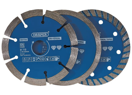 Draper Diamond Blade Set, 115mm (3 Piece) 99795 Draper - Town Tools 