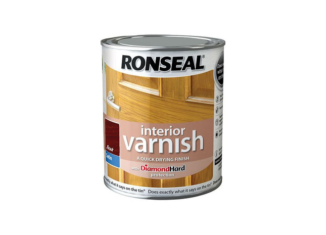 Ronseal Interior Varnish Quick Dry Satin Teak 750ml Ronseal - RockBottom Nothampton