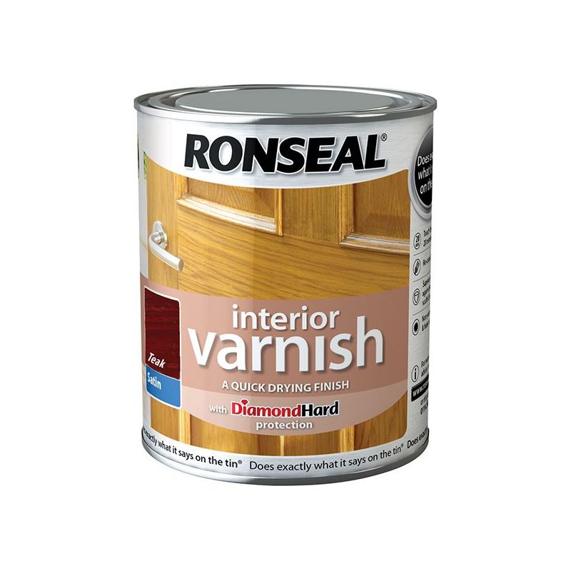 Ronseal Interior Varnish Quick Dry Satin Teak 750ml Ronseal - RockBottom Nothampton