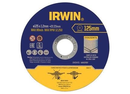 Irwin® Metal Cutting Disc 125 x 1.2 x 22.2mm Tin of 10 IRWIN® - RockBottom Northampton