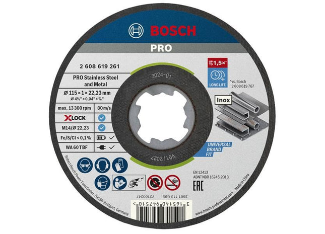Bosch Powertool Accessories PRO Stainless Steel and Metal Bonded Cutting Disc 115 x 1.0 x 22.23mm Pack of 10 Bosch Powertool Accessories - RockBottom Northampton