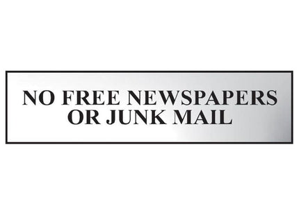 Scan No Free Newspapers Or Junk Mail - Polished Chrome Effect 200 x 50mm Scan - RockBottom Nothampton