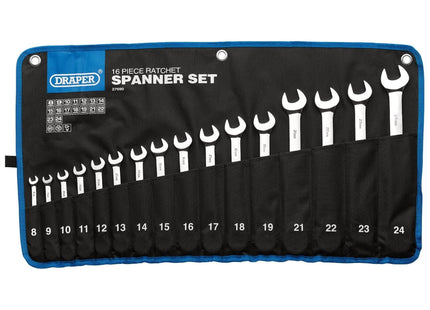 Draper Draper HI-TORQ Metric Ratchet Combination Spanner Set (16 Piece) Draper - Town Tools