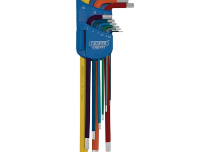 Draper Expert Metric Extra-Long Arm Hex Key Set, Colour Coded (9 Piece) Draper - Town Tools 