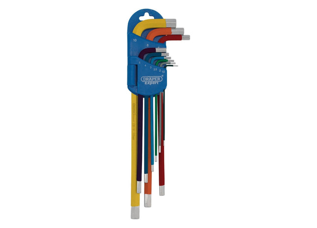 Draper Expert Metric Extra-Long Arm Hex Key Set, Colour Coded (9 Piece) Draper - Town Tools 