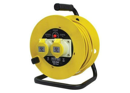 Faithfull Power Plus Open Drum Cable Reel 110V 16A 2-Socket 25m (2.5mm Cable) Faithfull Power Plus - RockBottom Northampton