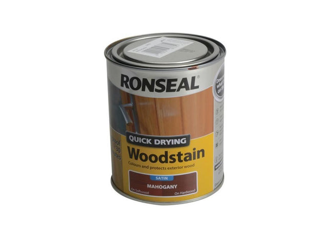 Ronseal Quick Drying Woodstain Satin Mahogany 750ml Ronseal - RockBottom Nothampton