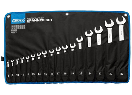 Draper Draper HI-TORQ Metric Ratchet Combination Spanner Set (17 Piece) Draper - Town Tools