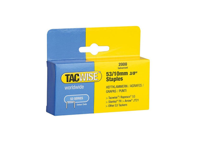 Tacwise 53 Light-Duty Staples 10mm (Type JT21 A) (Pack 2000) Tacwise - RockBottom Northampton