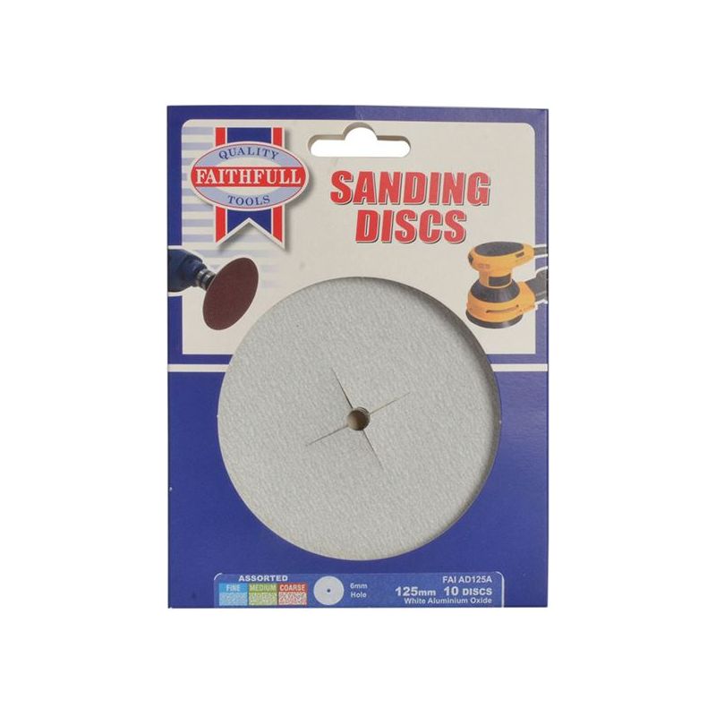 Faithfull Paper Sanding Disc 6 x 125mm Assorted (Pack 10) Faithfull - RockBottom Northampton