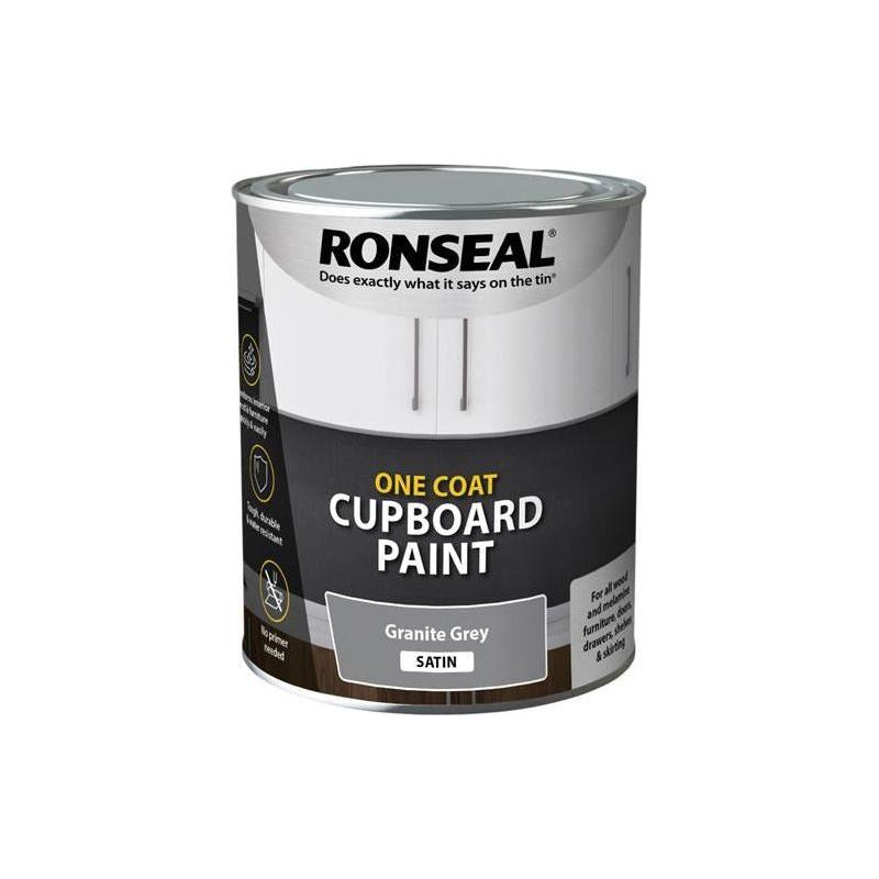 Ronseal One Coat Cupboard Paint Granite Grey Satin 750ml Ronseal - RockBottom Nothampton