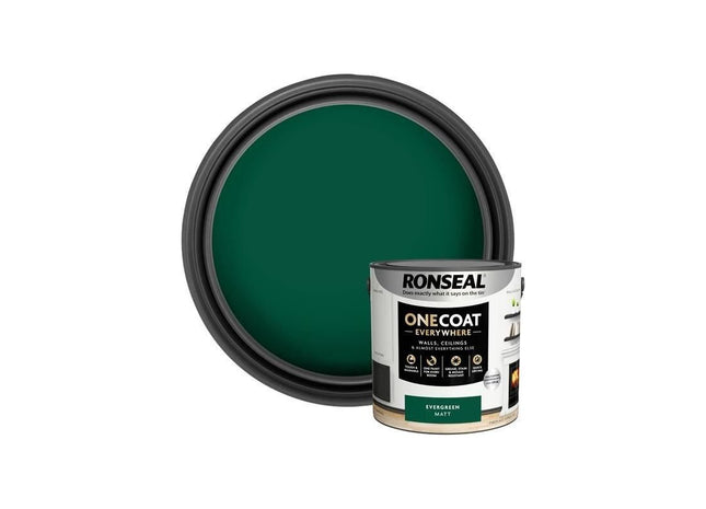 Ronseal One Coat Everywhere Interior Paint Evergreen Matt 2.5 litre Ronseal - RockBottom Nothampton