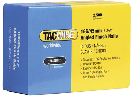 Tacwise 16G Angled Finish Nails63mm for DC618K (Pack 2500) Tacwise - RockBottom Northampton