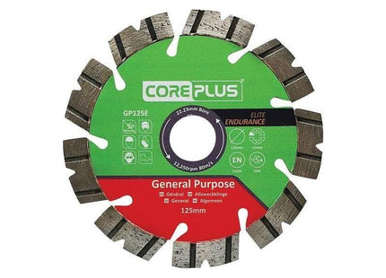 Coreplus GP125E Elite General-Purpose Diamond Blade 125mm CorePlus - RockBottom Northampton