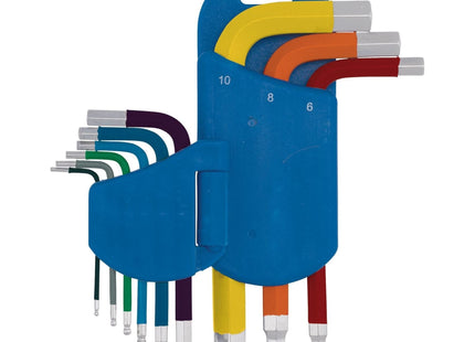 Draper Expert Metric Short Arm Ball End Hex Key Set, Colour Coded (9 Piece) Draper - Town Tools 