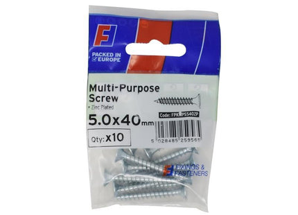 ForgeFix Multi-Purpose Pozi Screw CSK ST ZP 5.0 x 40mm ForgePack 10 ForgeFix - RockBottom Northampton