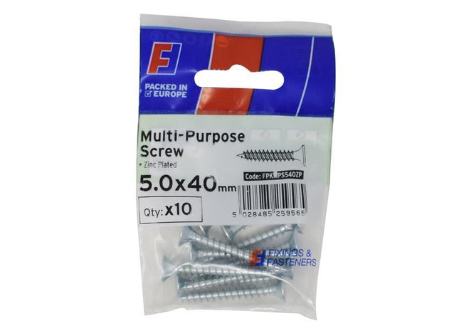 ForgeFix Multi-Purpose Pozi Screw CSK ST ZP 5.0 x 40mm ForgePack 10 ForgeFix - RockBottom Northampton