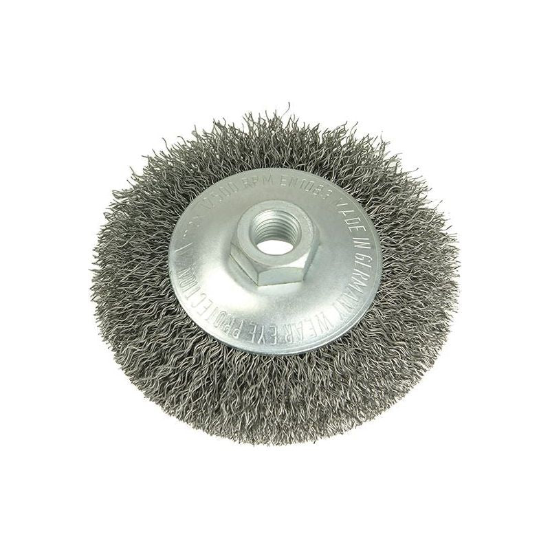 Lessmann Conical Bevel Brush 100mm x M14 Bore, 0.35 Steel Wire Lessmann - RockBottom Northampton