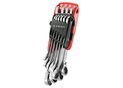 Facom 467B.JP10PB Ratchet Combination Wrench Set, 10 Piece Facom - RockBottom Northampton