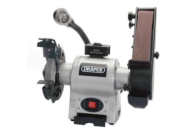 Draper Bench Grinder with Sanding Belt and Worklight, 150mm, 370W 05096 Draper - Town Tools 