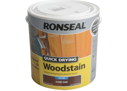 Ronseal Quick Drying Woodstain Satin Dark Oak 2.5 litre Ronseal - RockBottom Nothampton