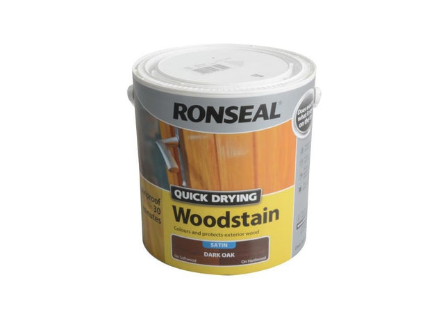 Ronseal Quick Drying Woodstain Satin Dark Oak 2.5 litre Ronseal - RockBottom Nothampton