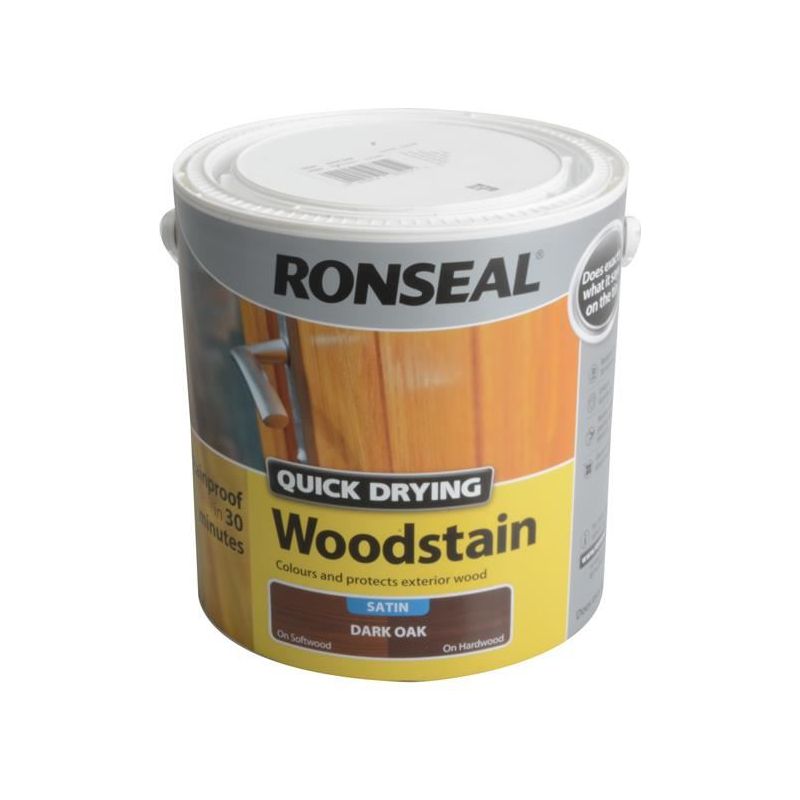 Ronseal Quick Drying Woodstain Satin Dark Oak 2.5 litre Ronseal - RockBottom Nothampton