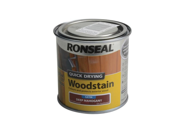Ronseal Quick Drying Woodstain Satin Deep Mahogany 250ml Ronseal - RockBottom Nothampton